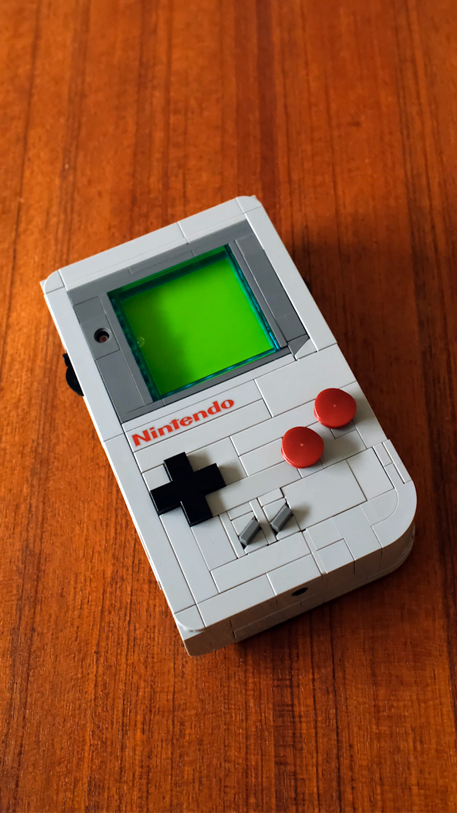 LEGO Gameboy on wooden table